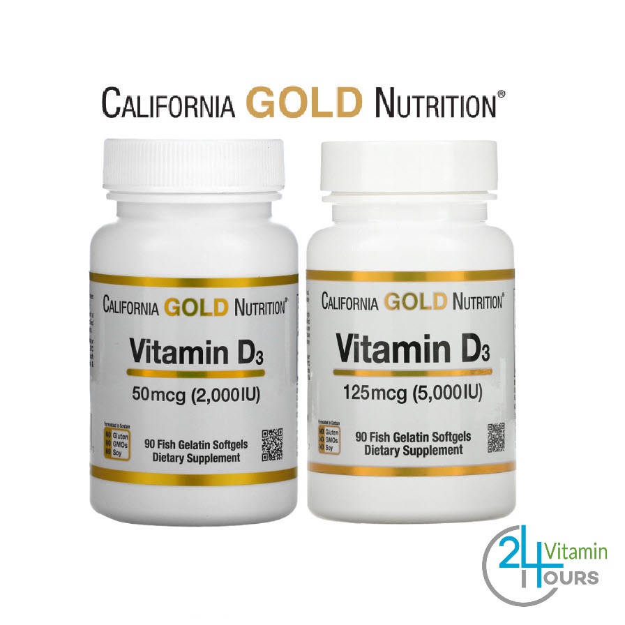 [ พร้อมส่ง ] ขวดเล็ก/ใหญ่ California Gold Nutrition , Vitamin D3 D3 2,000 IU / 5,000 IU , 90 /