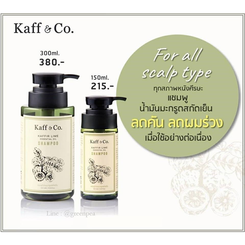 Kaff&Co , แชมพูน้ำมันมะกรูดสกัดเย็น , สำหรับผมร่วง คัน หงอก , Shampoo