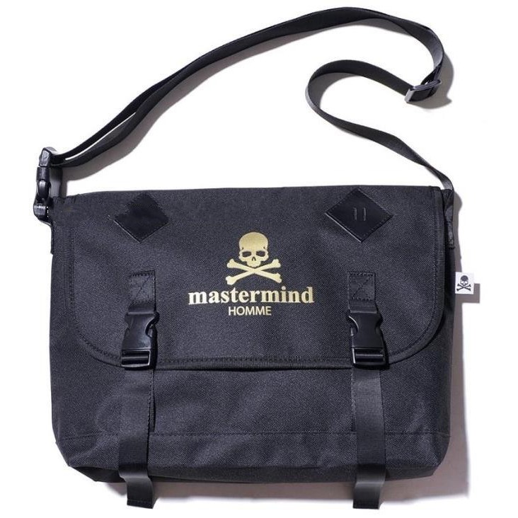 Mastermind Japan Gold skull logo Black messenger bag Shoulder Bag DJTr