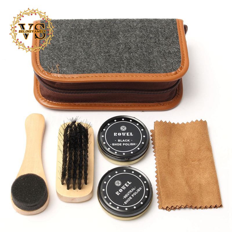 Shoe Shine Care Kit Neutral Polish Brush Leather Shoes Boots Sneaker selinevameiy.th ThaiPick
