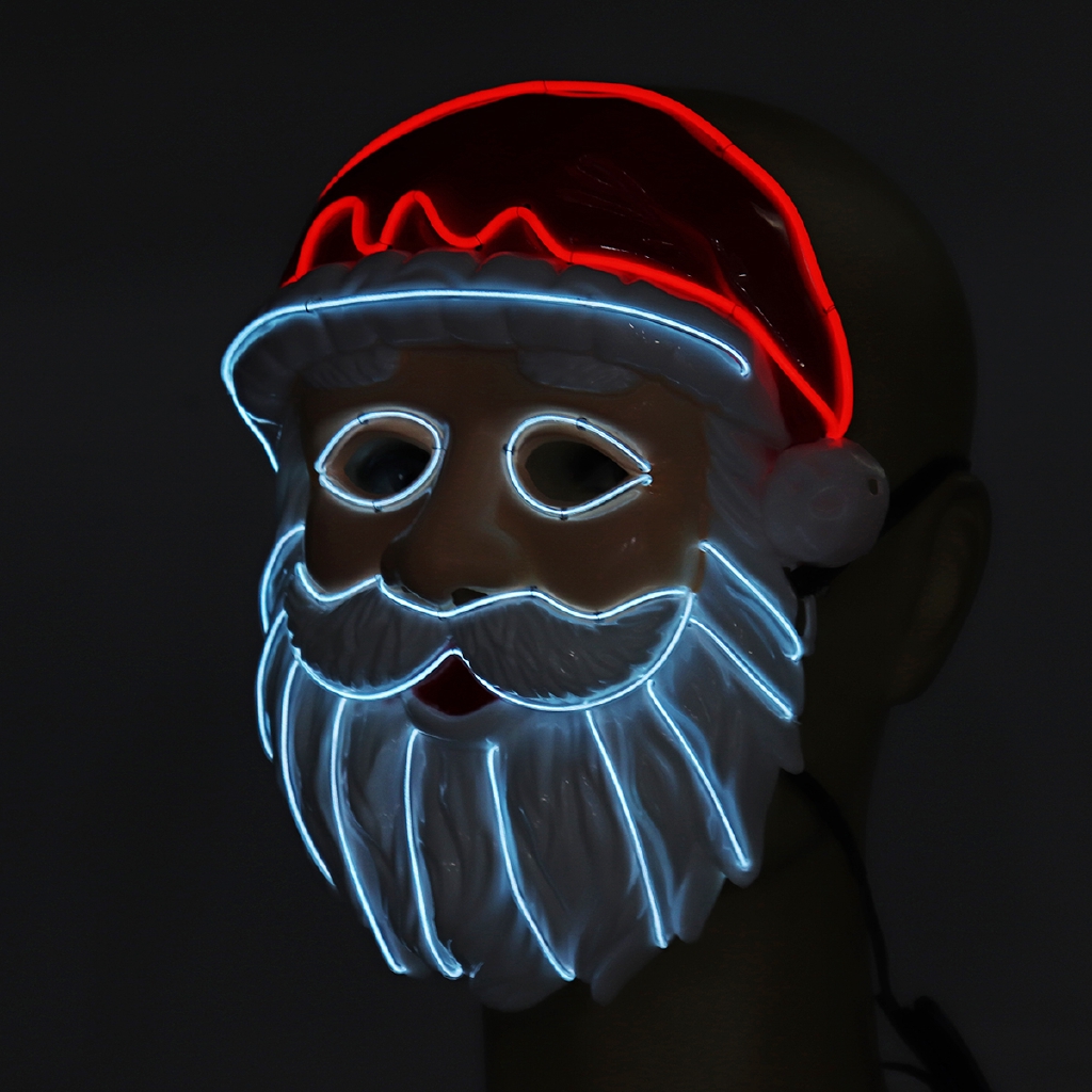 Glow Mask EL Wire LED Light Up Santa Claus Christmas Xmas Eye Mask