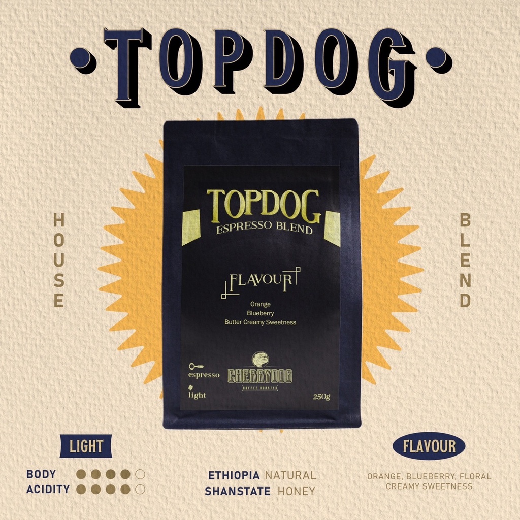 Cherrydog Coffee เมล็ดกาแฟคั่วอ่อน Topdog 250g./500g./1kg. Shopee Thailand