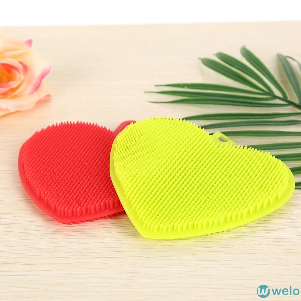 Multifunction Heart Shape Silicone Dish Cleaning Brush Scouring Pad