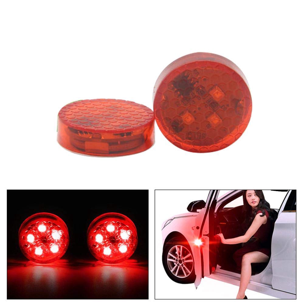 2Pcs 5LED Car Door Warning Light Flashing ความปลอดภัยคำเตือนไฟการชนกัน