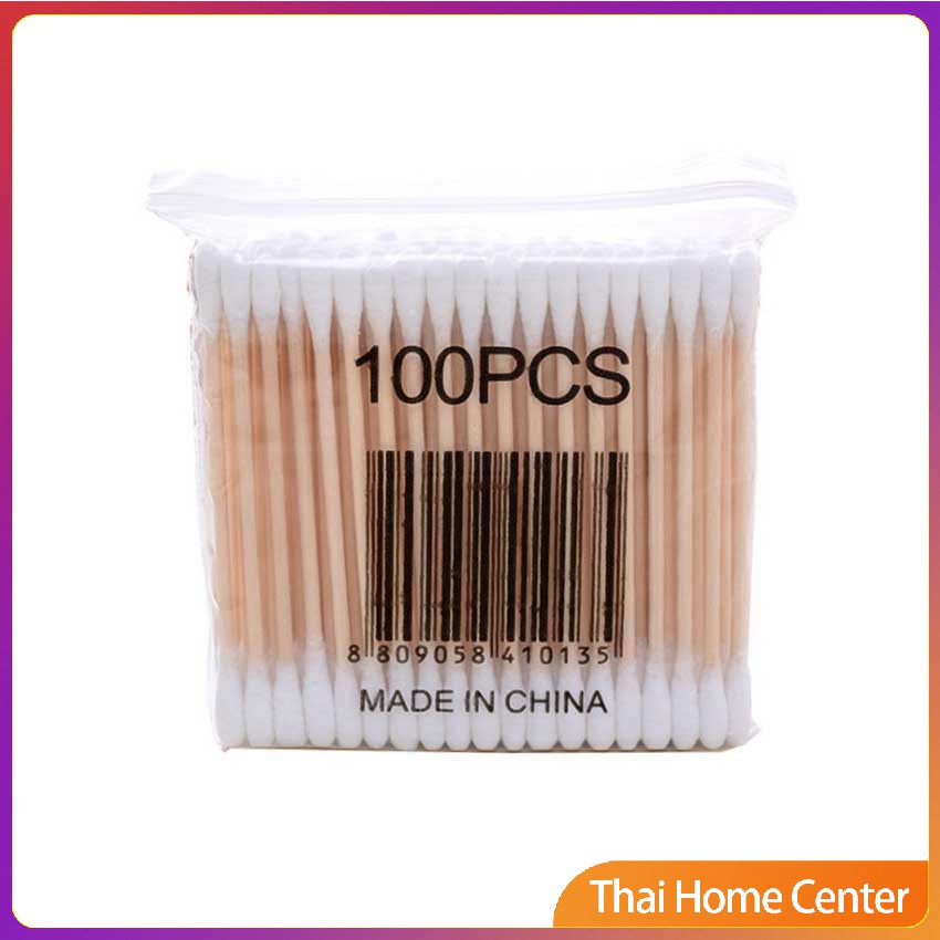 สำลีก้านด้ามไม้ หัวคู่คัตเติ้ลบัต สำลีแบบไม้ 1 แพ็ค บรรจุ 80 ก้าน สำลี