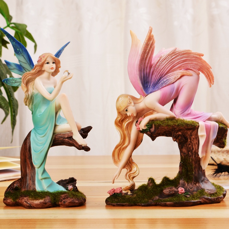 Creative Tree Elf Resin Statue Living Room Decor Angel Sculpture Modern