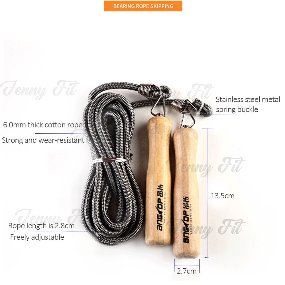 【Burn Calories Set】Jump Rope with Spring Loaded Wooden Handles Jumping