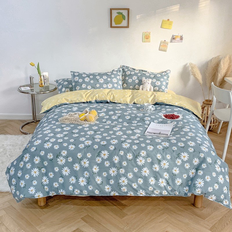 Colorful Leaves 3/4in1 Bedding set Tempat Tidur Printed Bedsheet Pillowcase Blanket Quilt Cover