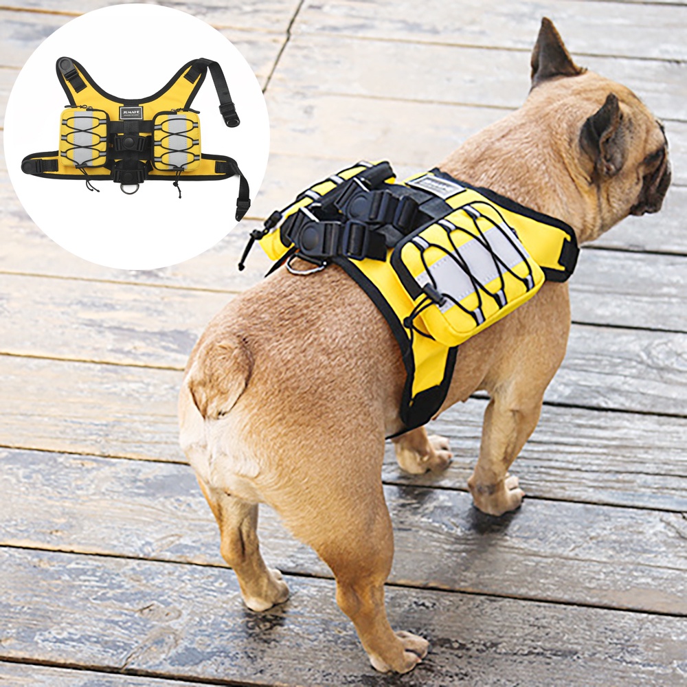 Tactical Dog Harness Backpack Nylon Pet Training Vest with Self Carry