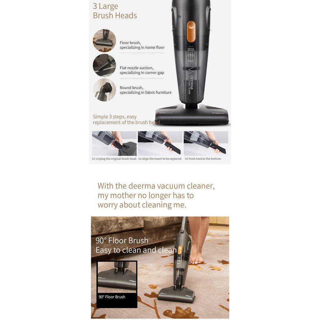 Deerma DX115C/ DX118C Vacuum Cleaner เครี่องดูดฝุ่นพลังดูดสูง