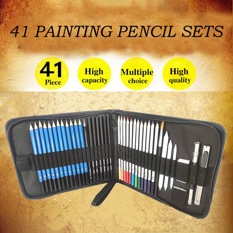 ถ่านสเก็ตช์ Professional 70Pcs Drawing Sketching Set Sketch Graphite Charcoal Pencils Tin Box
