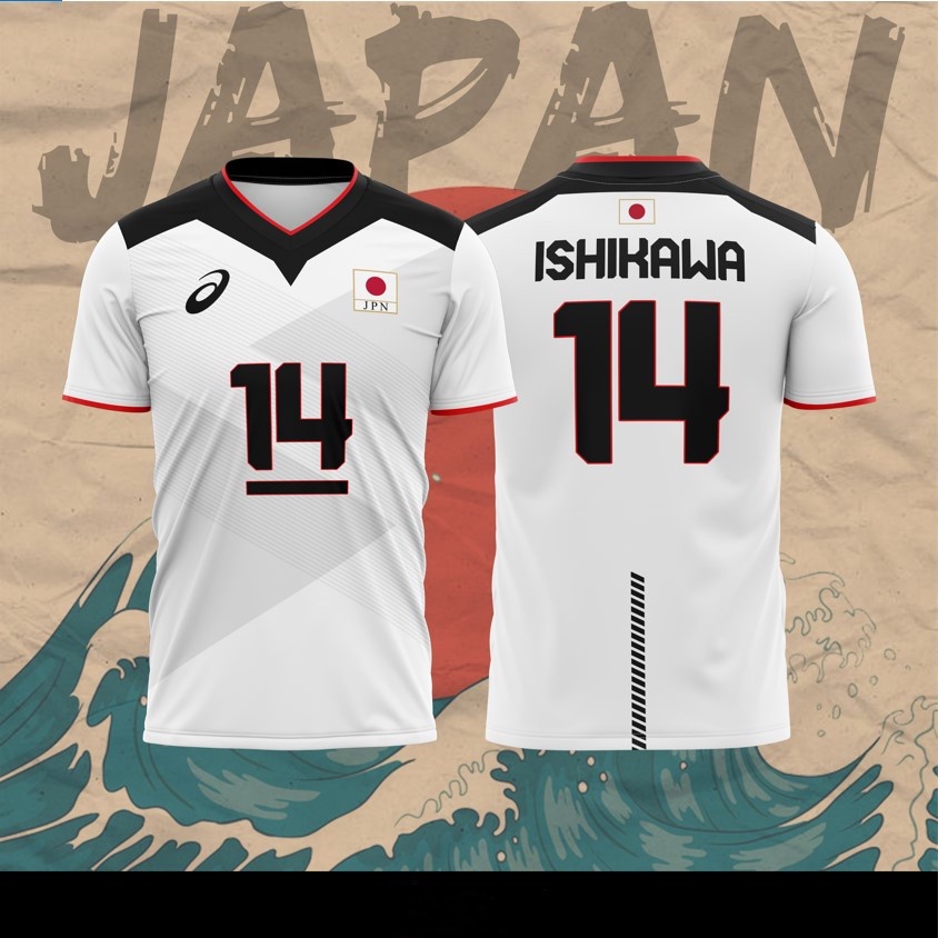 เสื้อกีฬาวอลเลย์บอล สกรีนลาย Ishikawa yuki No.14 ขนาดใหญ่ โอลิมปิก ทีม