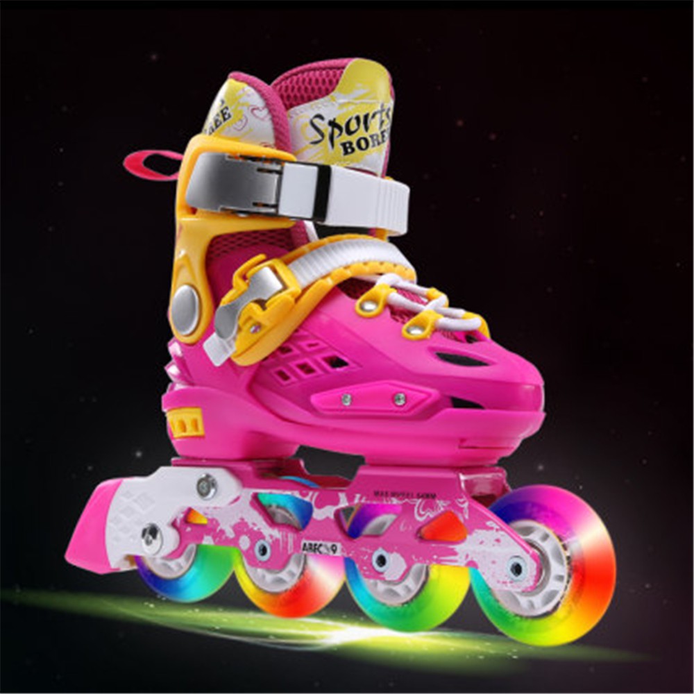 โรลเลอร์สเกต：rofessional children's skates flat flower men and women