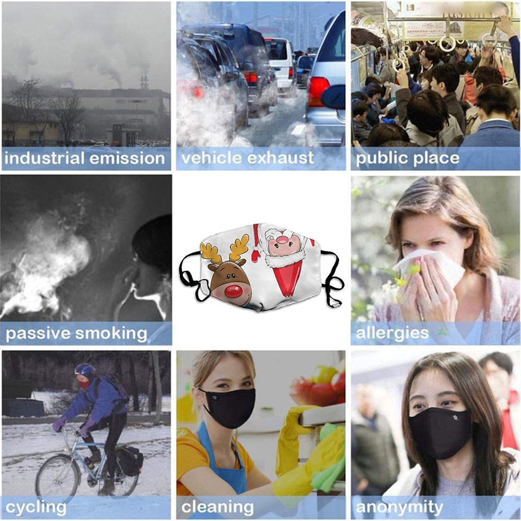 +I Christmas Unisex Printed Masks Christmas Tree Santa Claus Elk