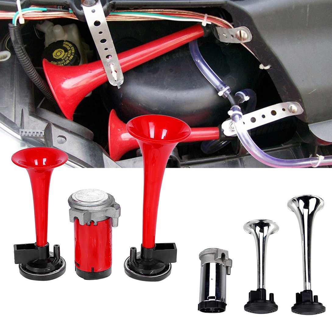 Juidcer.110db Car Air Horn Set 12V Dual Trumpet Vehicle Horn Kit With