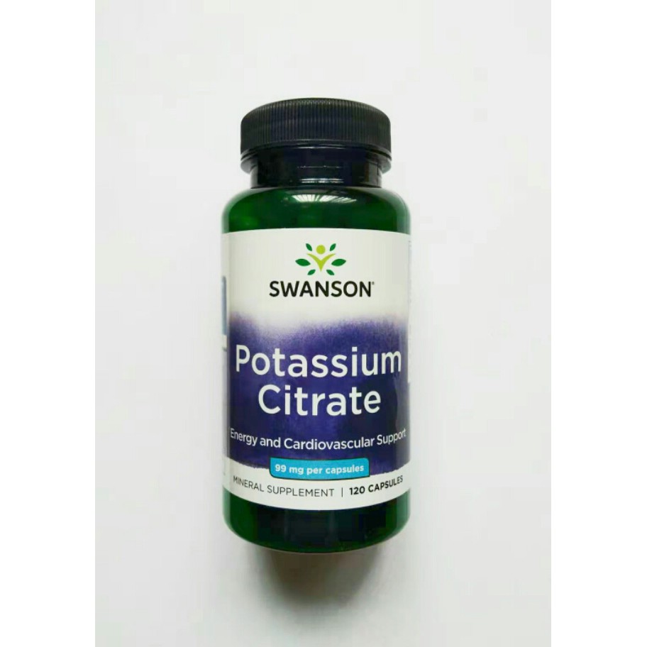 ☾ ขจัดอาการบวมน้ำและสุขภาพไต US SWANSON Potassium Citrate Capsules 99mg