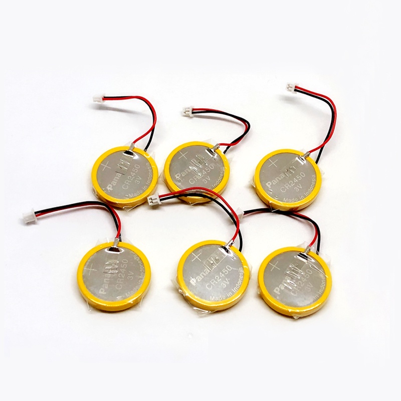 4cs/lot anasonic CR2450 battery with solder in lug wire bonders CR 2450