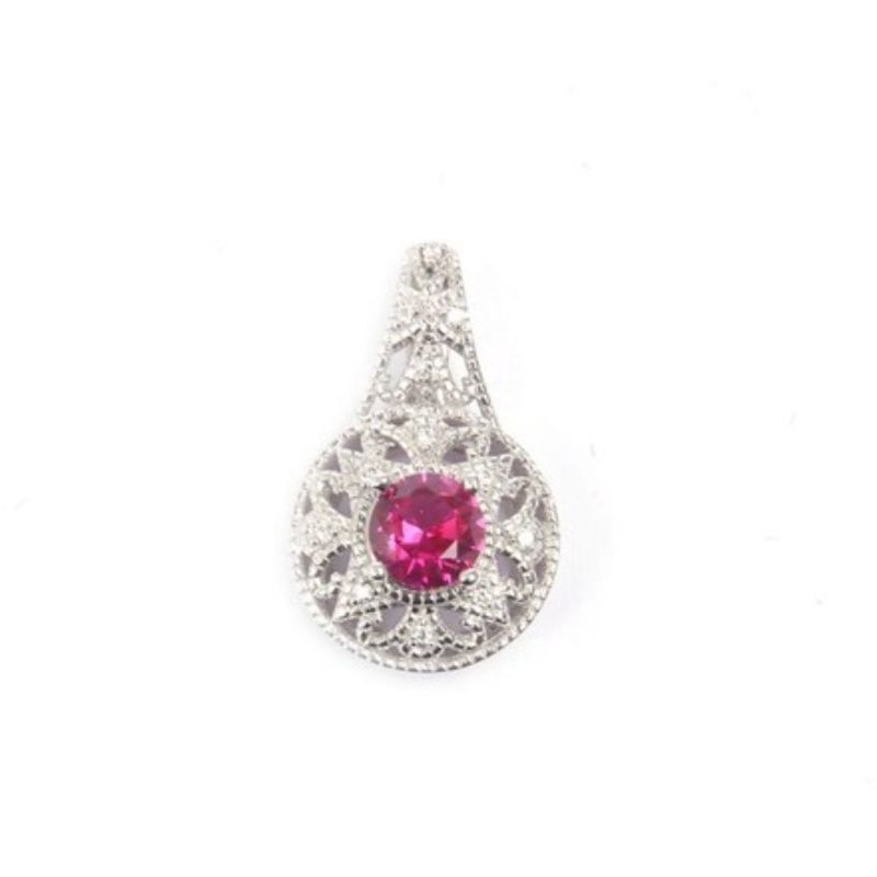 Esco Jewelry จี้เงิน 925 จี้พลอยทับทิมสังเคราะห์ ( synthetic ruby