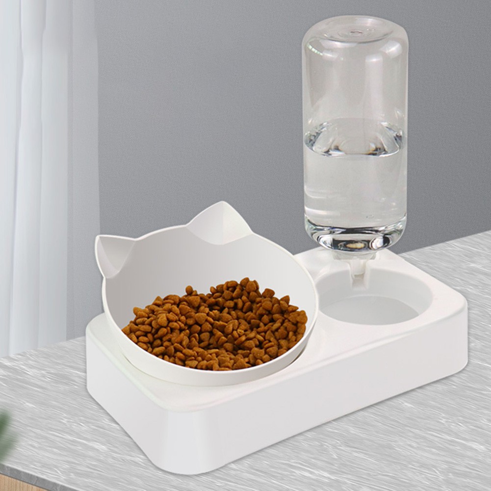 CY Pet Supplies Automatic Feeder Dog Cat Food Double Bowl with Water
