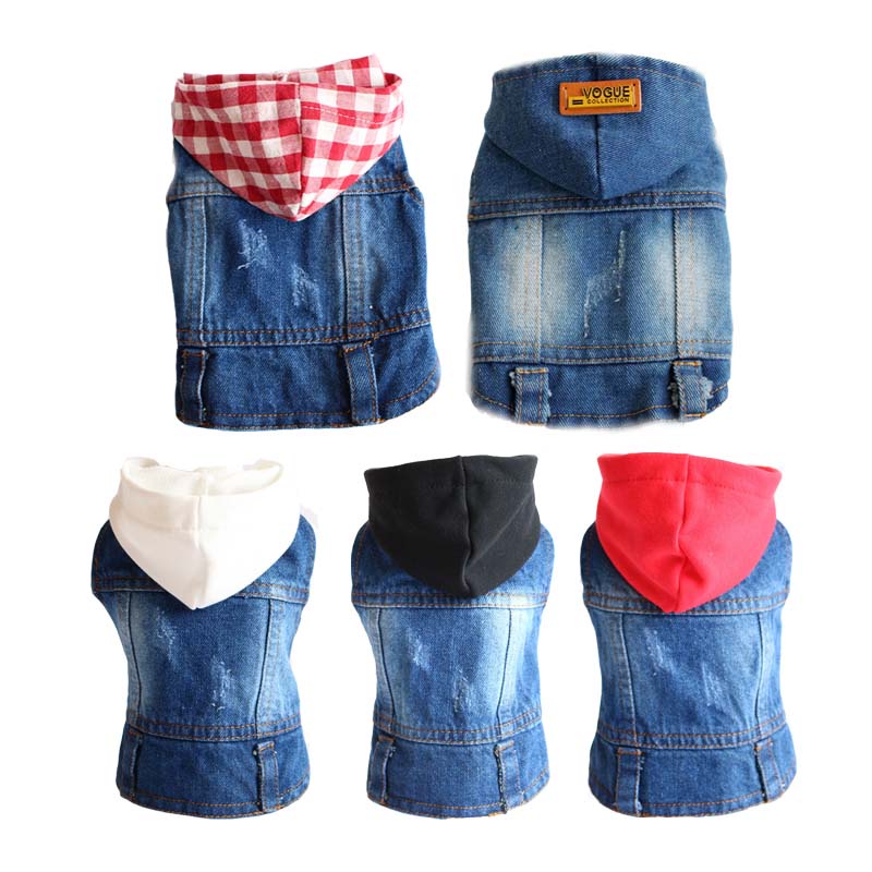 Hot Hoodie Pet Clothes for Dogs French Bulldog Denim Dog Jacket