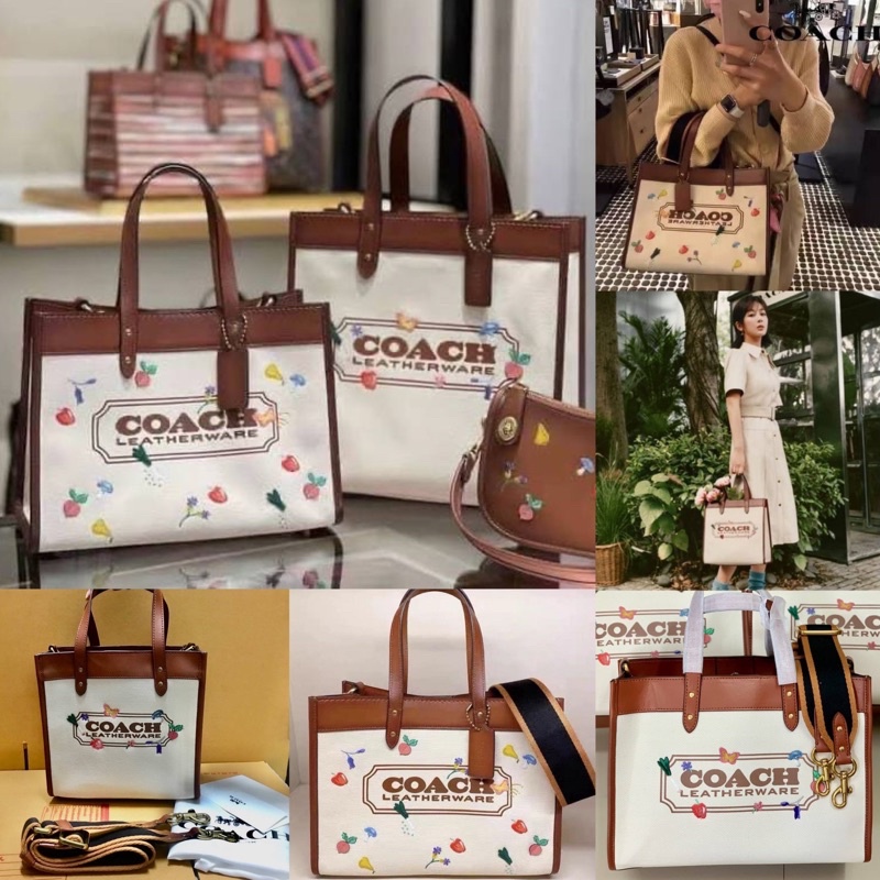 COACH FIELD TOTE WITH GARDEN EMBROIDERY COACH BADGE Shopee Thailand