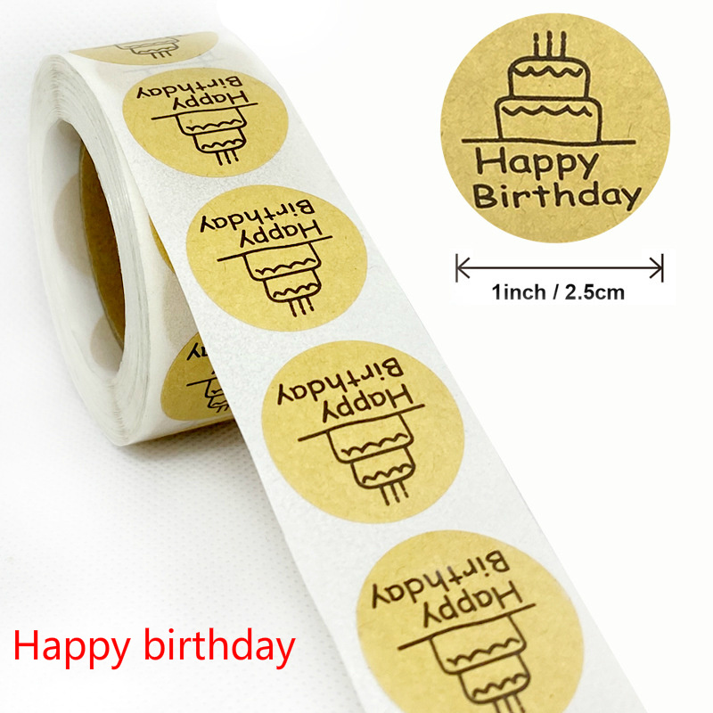 Ready Stock,500pcs/roll Circle Happy birthday/Smiley Stickers,Envelope