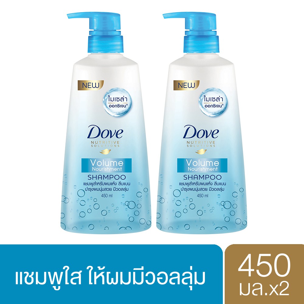 DOVE Shampoo Volume Norishment Light Blue Micellar Oxygen 450 ml. (2