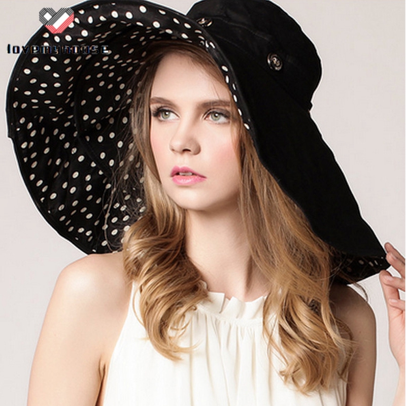 ☁ி☁ Womens Summer Cotton Sun Hat Big Floppy Wide Brim Foldable Vacation Beach Cap lovemyhouse