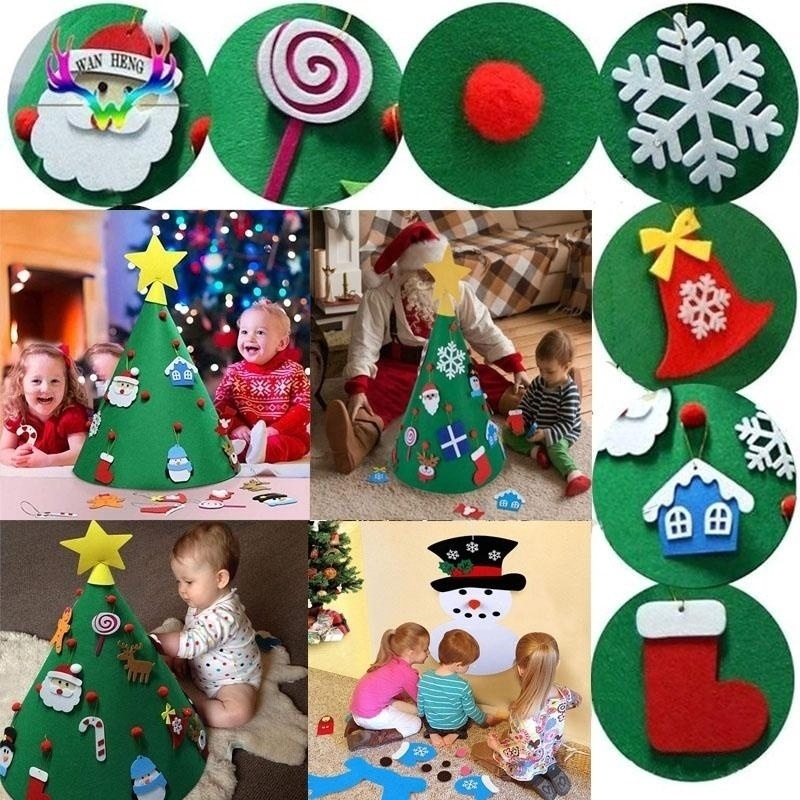 4 Types 3D DIY Felt Christmas Tree Ornaments Kids Gifts Puzzle Toys