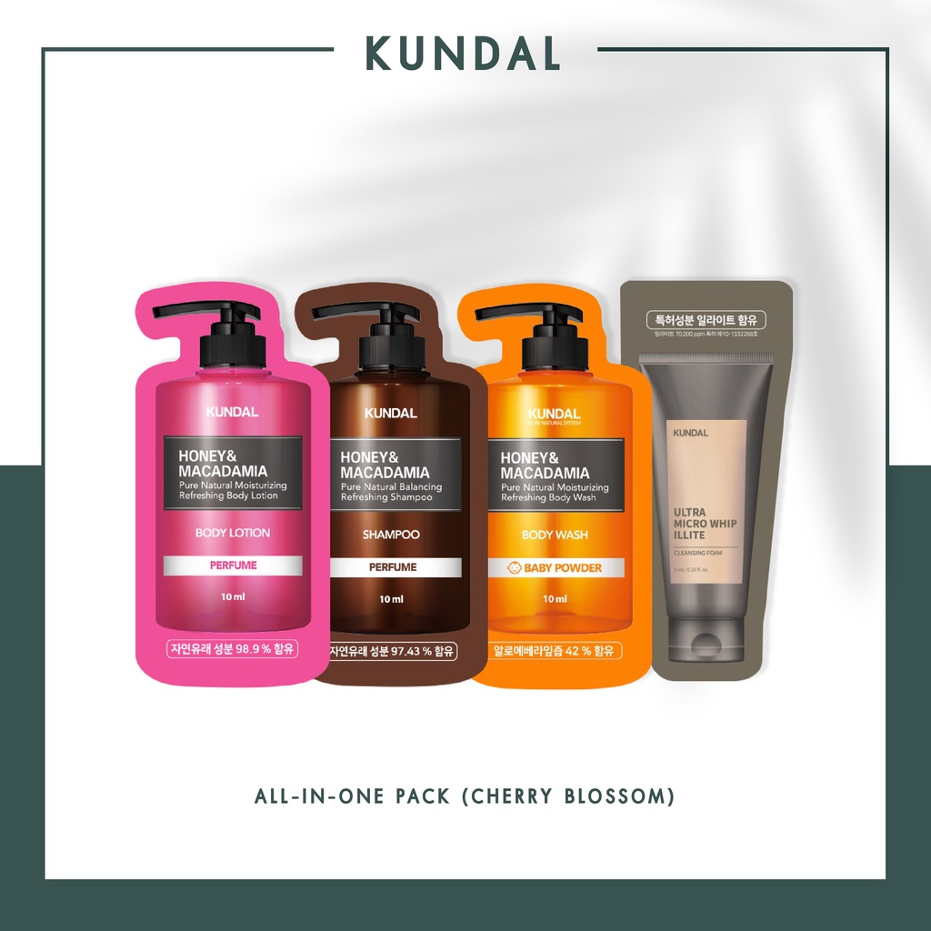[KUNDAL] ALLINONE PACK (CHERRY BLOSSOM) Shampoo/ Body Wash/ Body