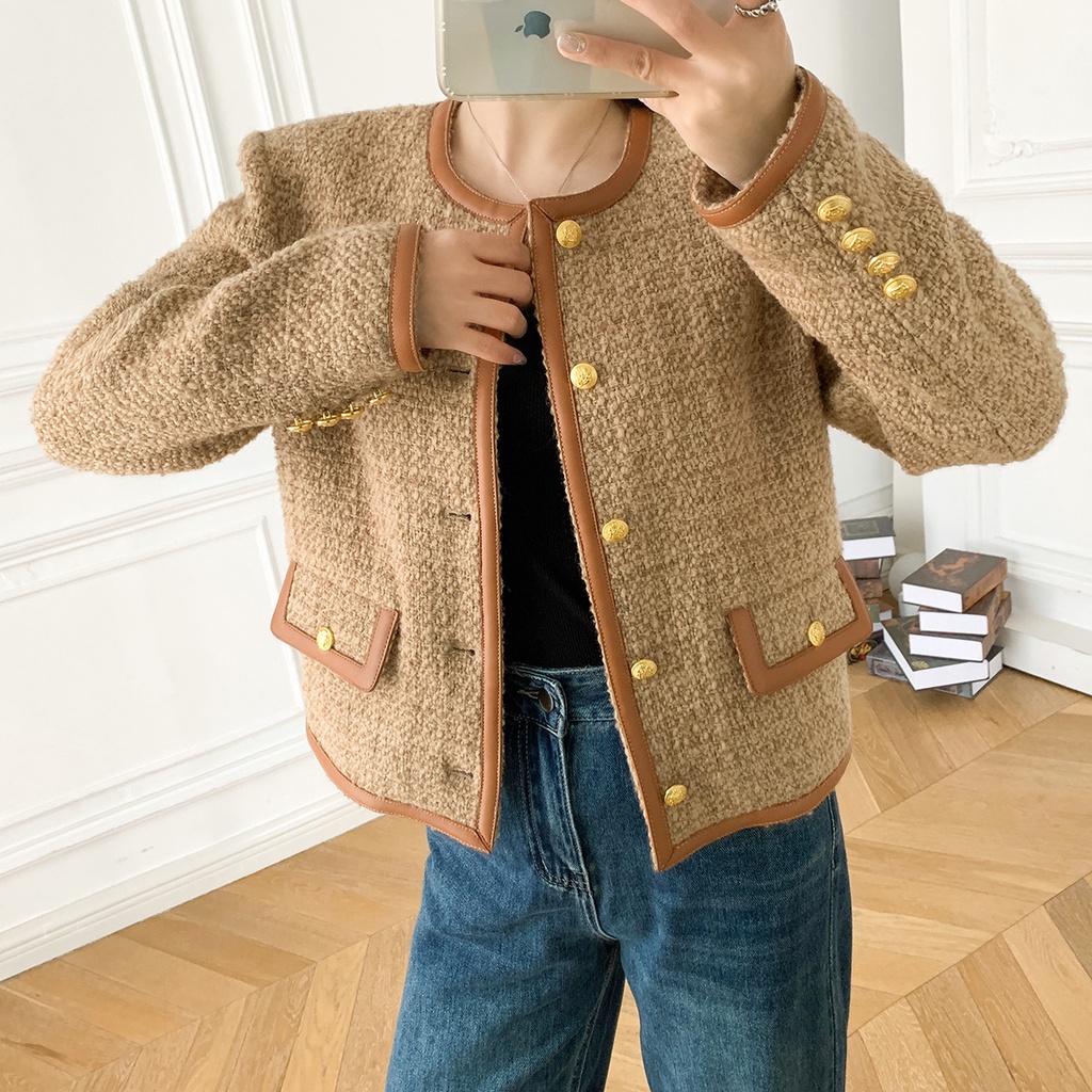 CELINE WOOL TWEED JACKET ชนช็อป เสื้อคลุม แจ็คเก็ต ผ้าทวิส ทวิช แต่งขอบ