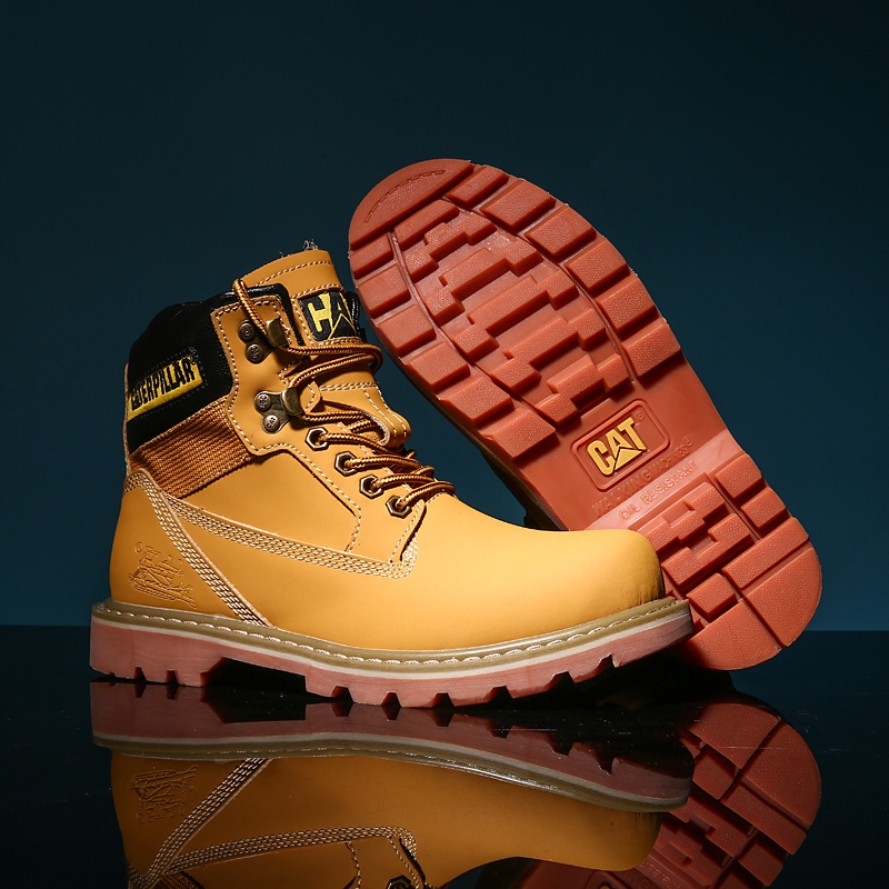 【ในสต็อก】Caterpillar รองเท้าสไตล์อังกฤษมาร์ตินรองเท้าบูทมอเตอร์ไซค์หนัง