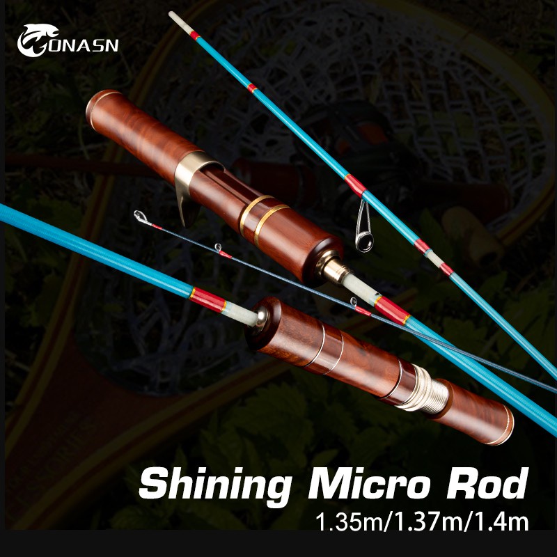 Micro Fishing Rods UL 3.5 Section Wood Handle Solid Top Tip Ultralight Travel Spinning Casting