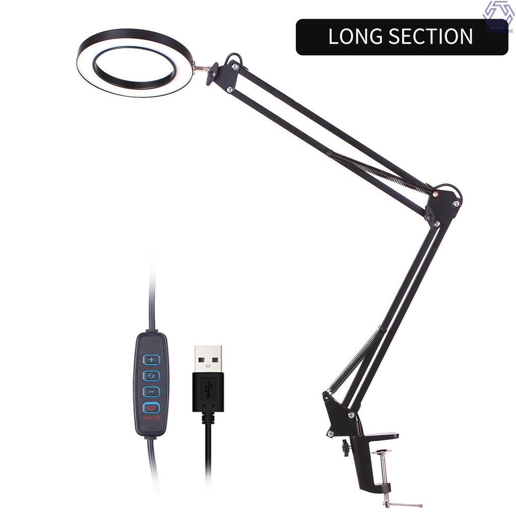 Piao Led Magnifying Lamp Daylight Table Magnifier With Clamp Usb Glass