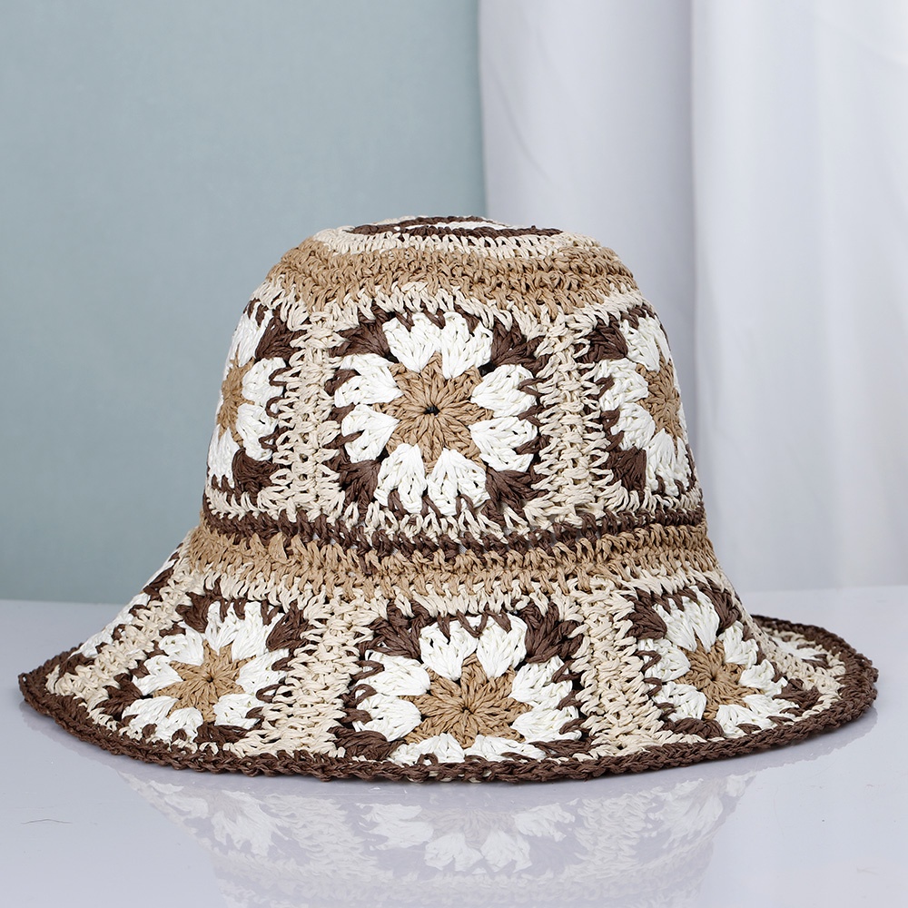 นัดหมาย2022 Womens Straw Hats crochet hat Panamas UV Protection Sun
