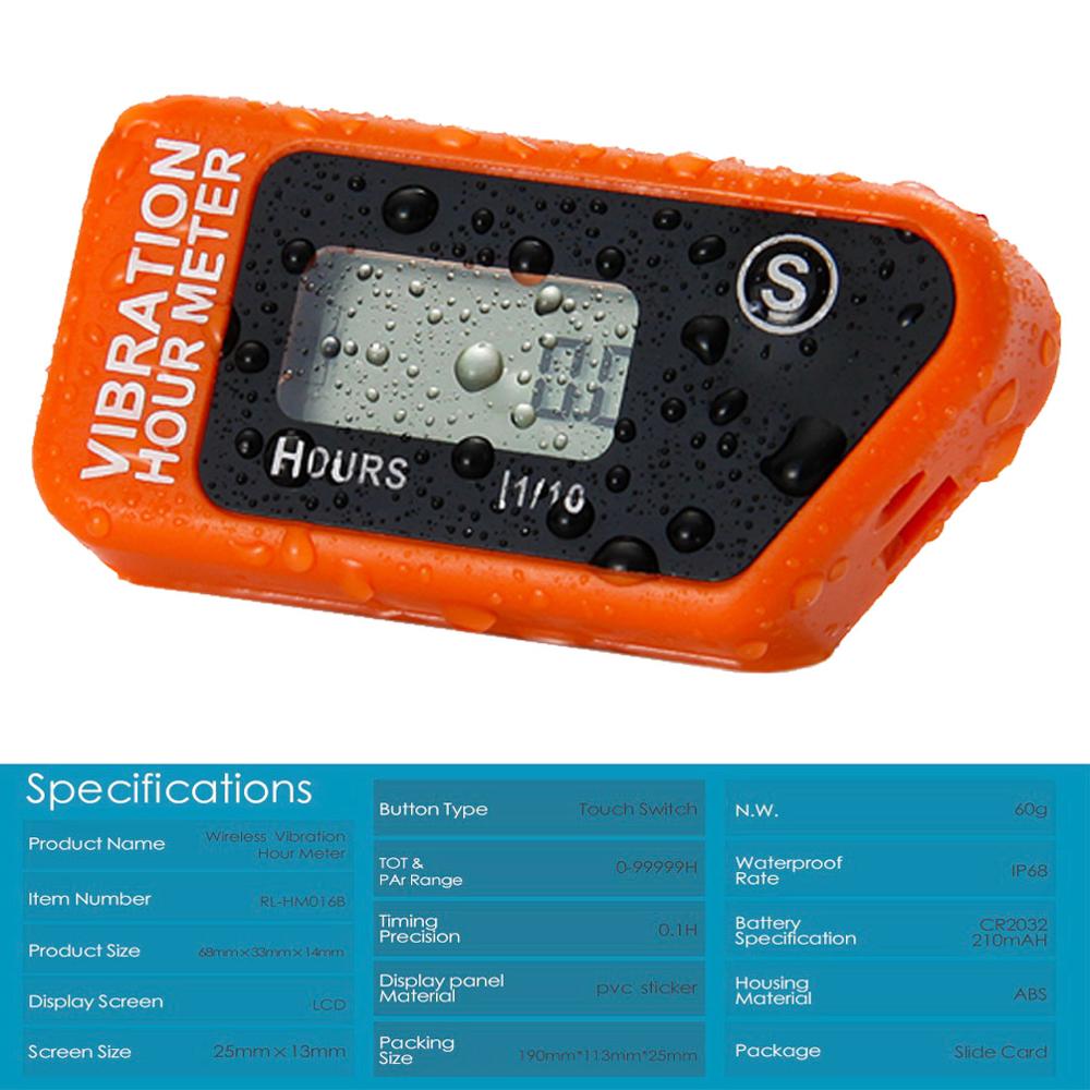 （In Stock）Orange Digital Wireless Vibration Hour Meter Resettable Meter