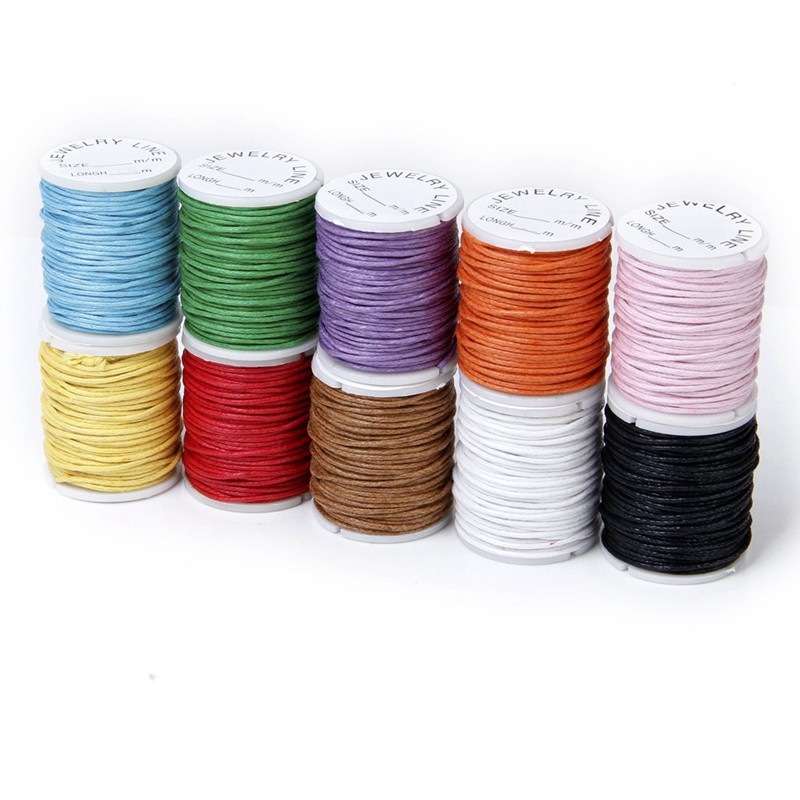 10 Rolls Color Mixed Cord Cotton Wax String 1mm wire for Pearl