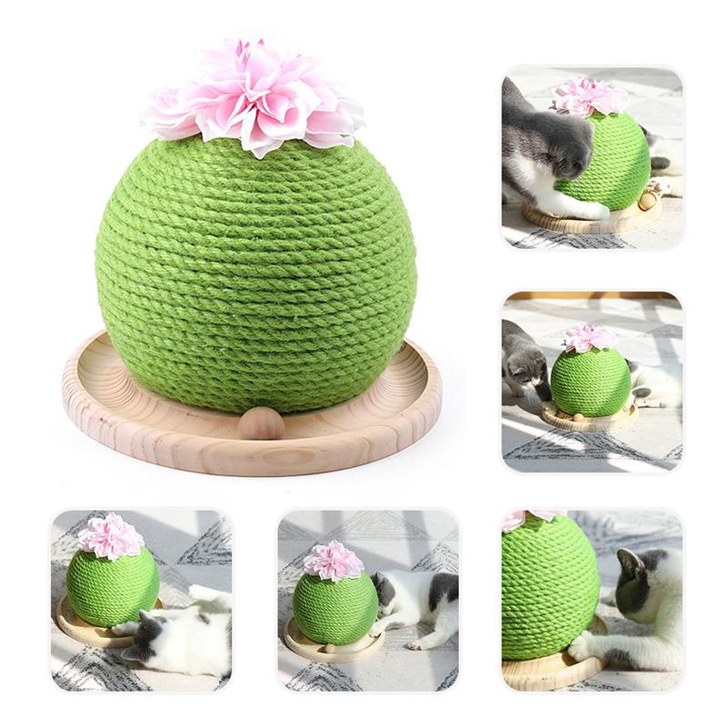 Funny Cactus with Flower Cat Scratching Board pet Scratch Post Cat Interactive Toys foonee