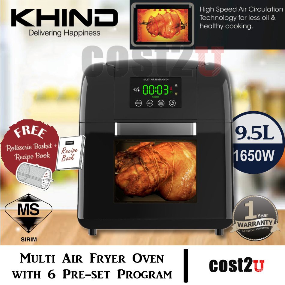 【Tunay na Express】Khind 9.5L Multi Air Fryer Oven ARF9500 (Air Fryers