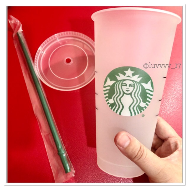 2018 Starbucks Reusable Plastic 24oz Cold cup Venti Size with lid and