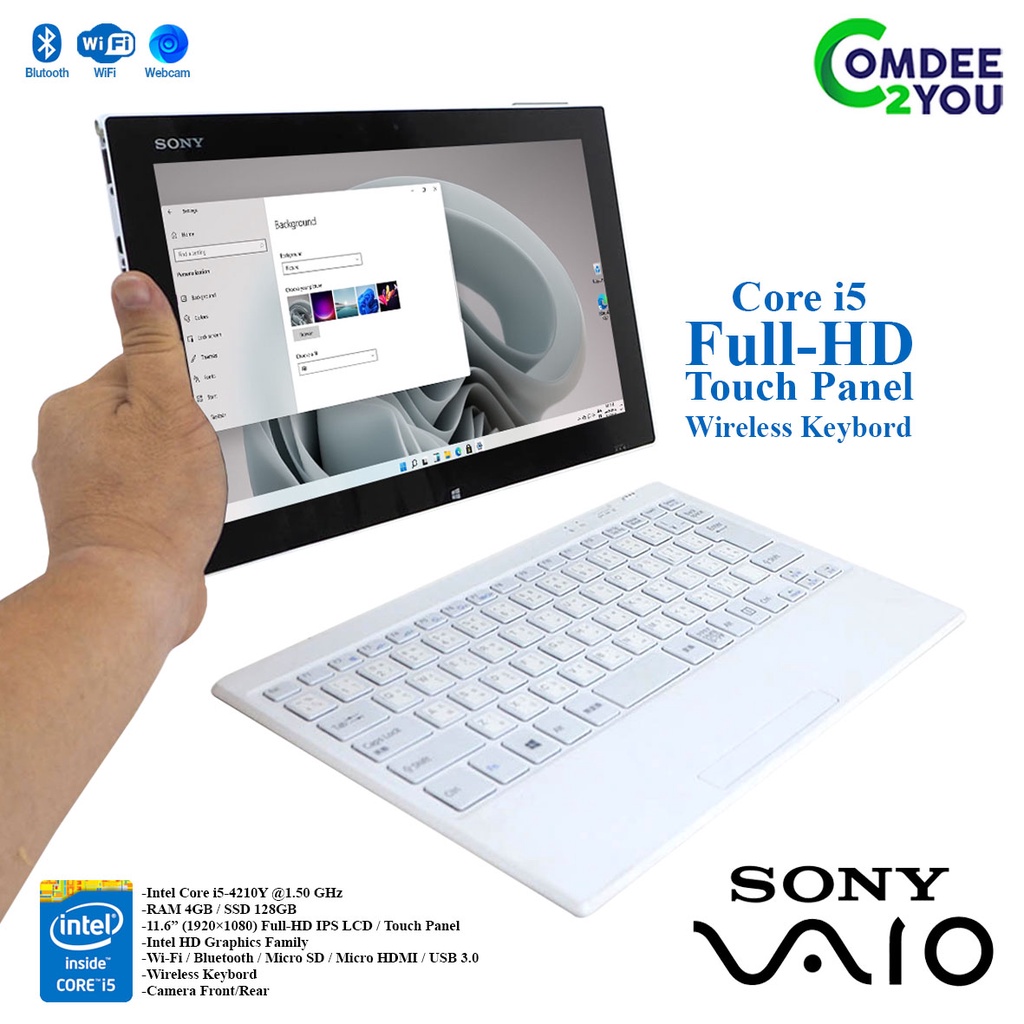 โน๊ตบุ๊คแท็บเล็ต SONY Vaio Core i5 Gen4 /RAM 4GB /SSD 128GB /11.6” Full