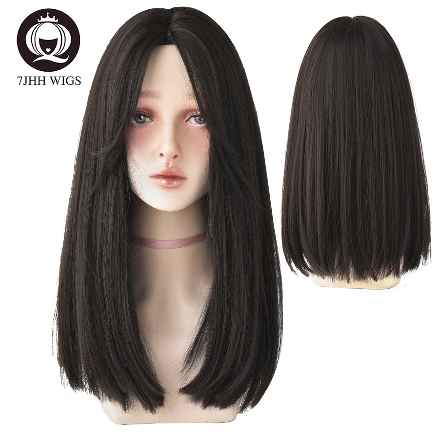 Hot Stock7JHH WIGS Long Straight Middle Part Synthetic Wig Daily Wear