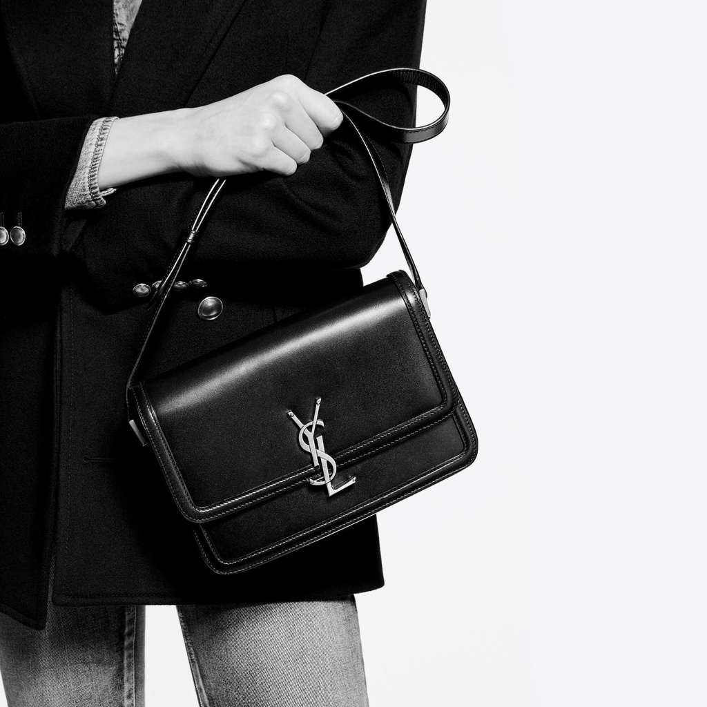 ☌YSL/Saint Laurent Ladies SOLFERINO Medium Dark Green BOX Leather