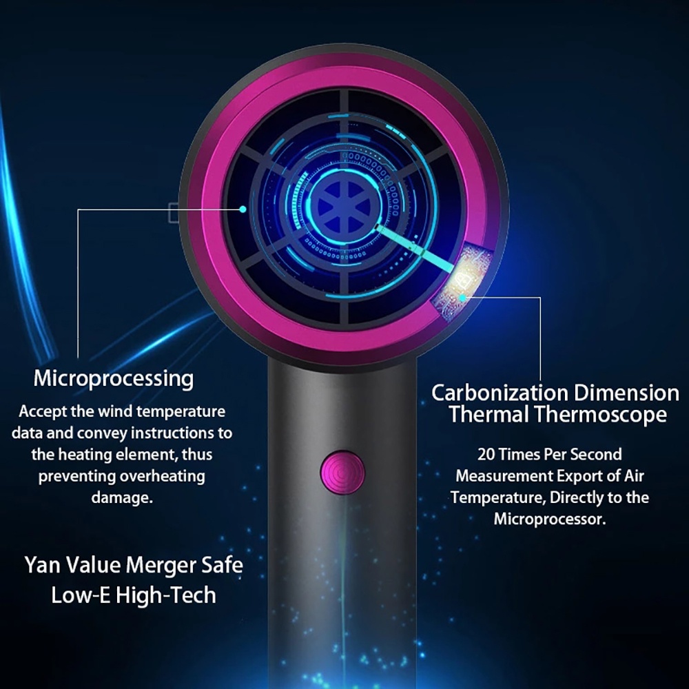 Hair Dryer Hot and Cold Wind Powerful BlueRay Negative Ion Blow