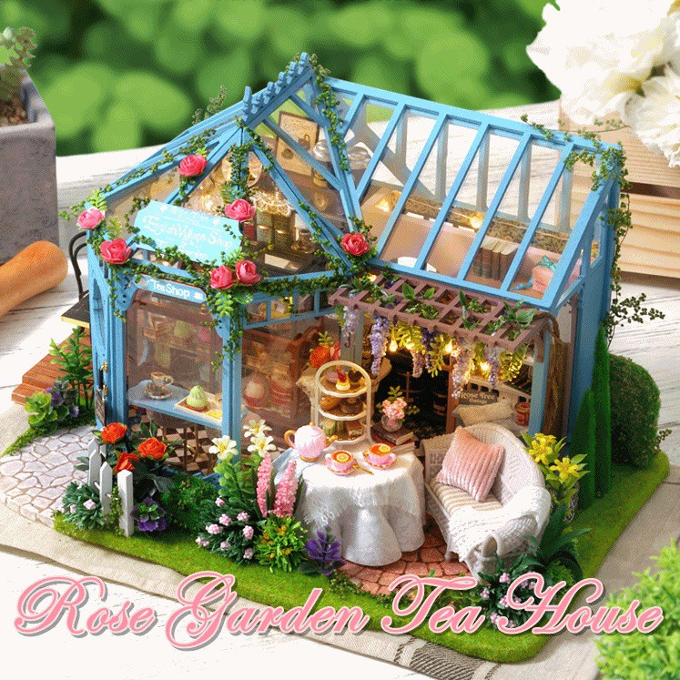 [พร้อมส่ง] บ้านตุ๊กตา DIY ประกอบเอง ร้านน้ำชา Rose garden Tea house