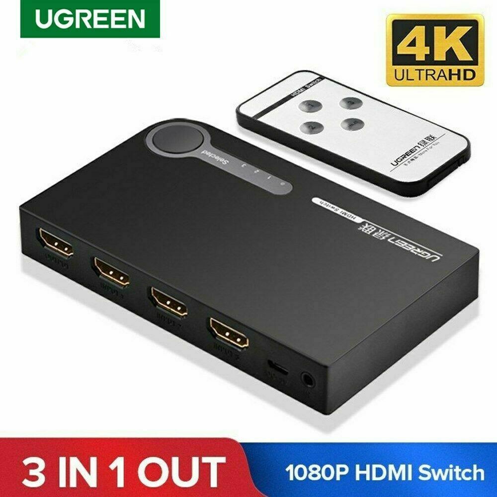 UGREEN (40234)HDMI Switch , 3 Ports HDMI Switcher Hub Splitter with IR