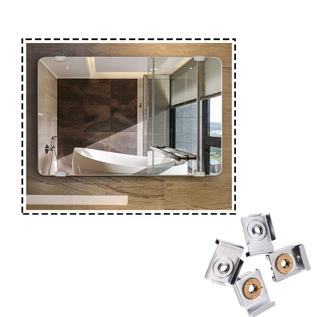 Bathroom & Bedroom Mirror Mount Clips Spring Loaded Mirror Hanger Clips