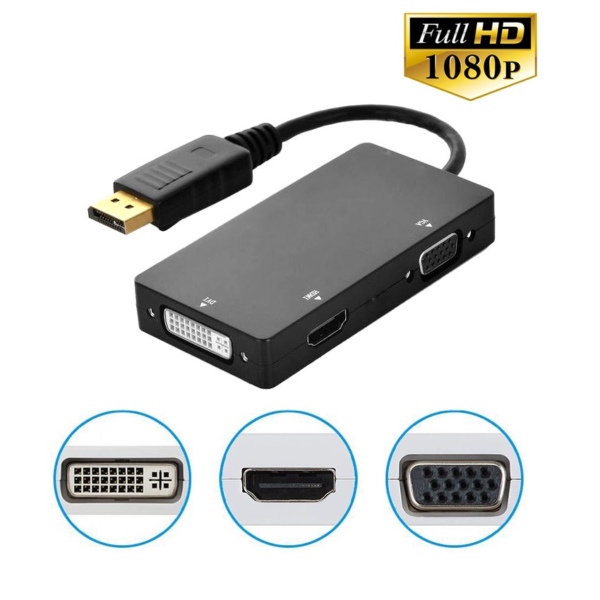 displayport dp to hdmi vga dvi 3in1 converter cable Shopee Thailand