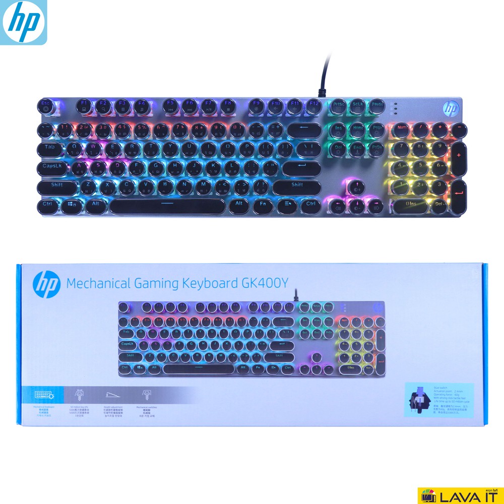 ขายดี???? HP GK400Y Gaming Keyboard คีย์บอร์ดเกมมิ่ง Mechanical Key การ