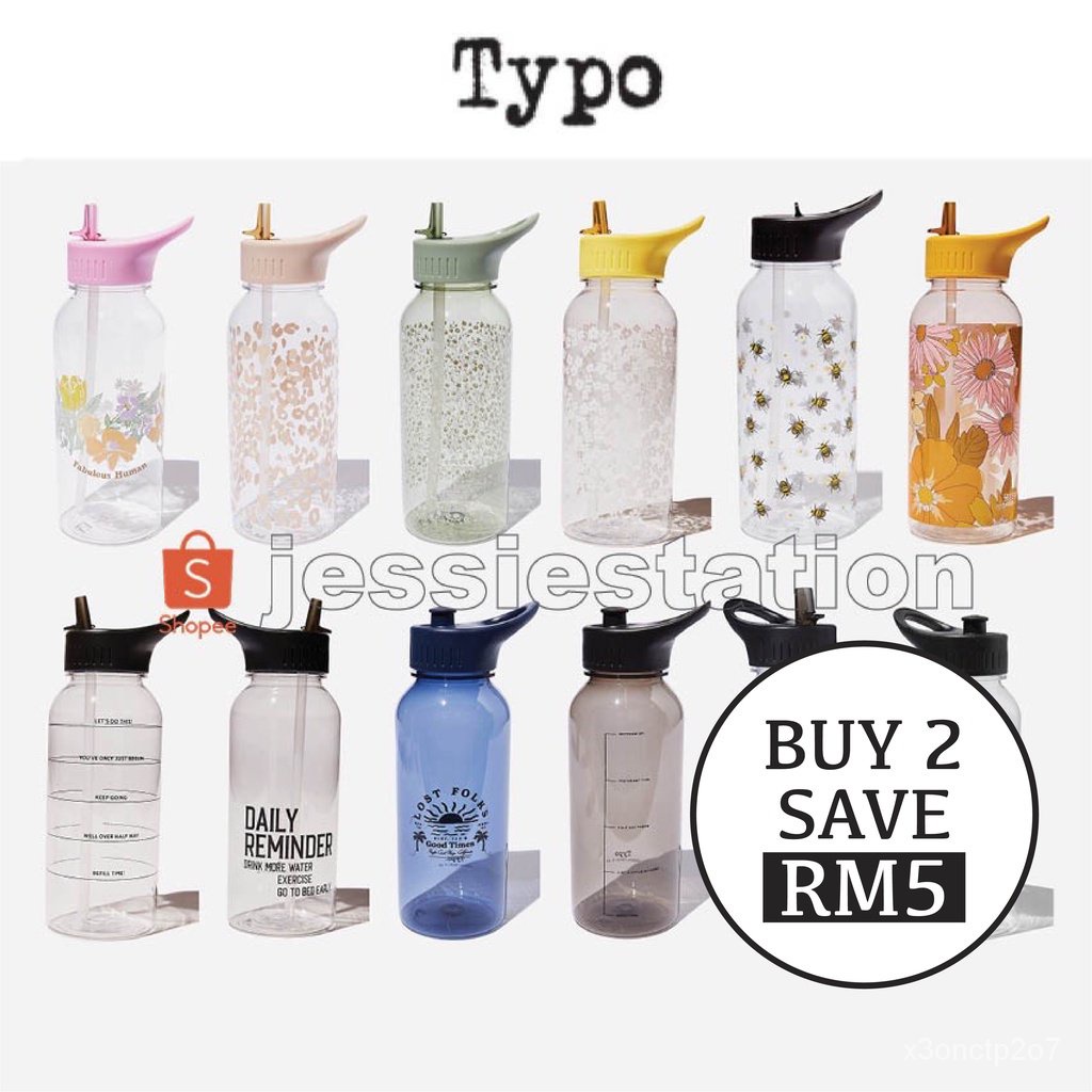 TYPO / Drink It Up Bottle / 1 Litre / With Straw SipTop e9s0 Shopee